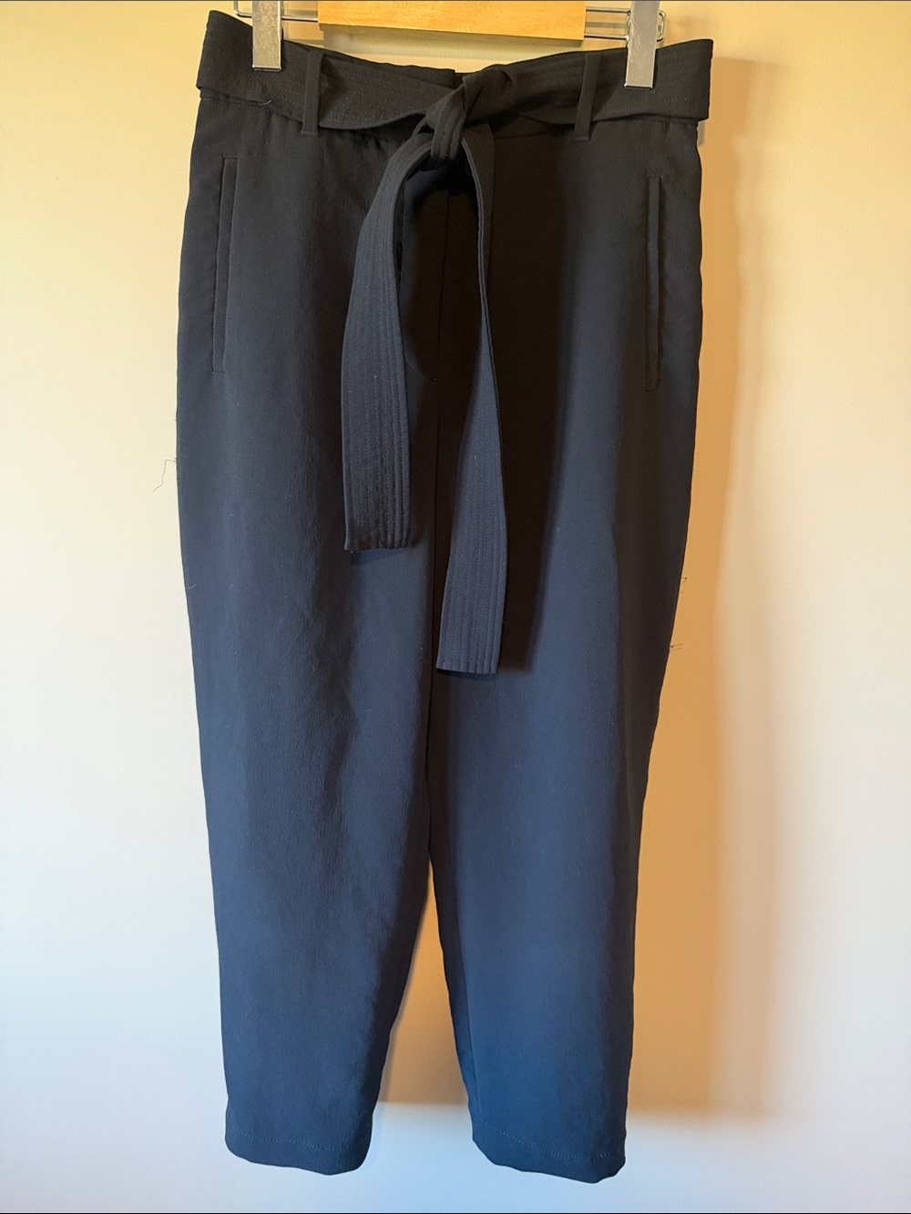 Wilfred Aritzia Tie-Front High-Waisted Trousers Pants Black Size 8